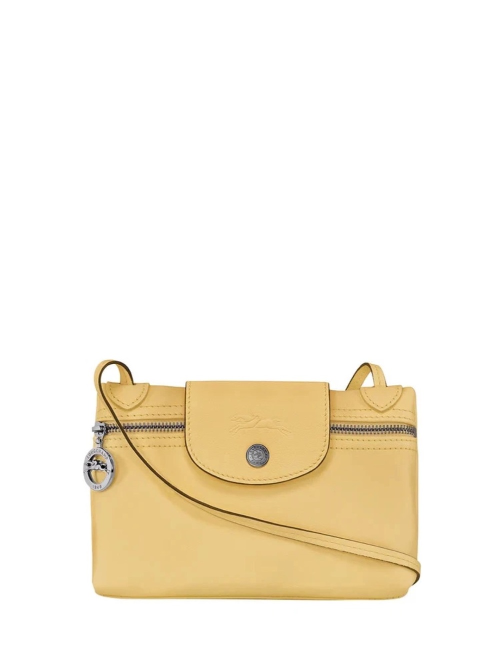 LONGCHAMP  Le Pliage Xtra XS Wheat Yellow Leather Crossbody Mini Bag EUC